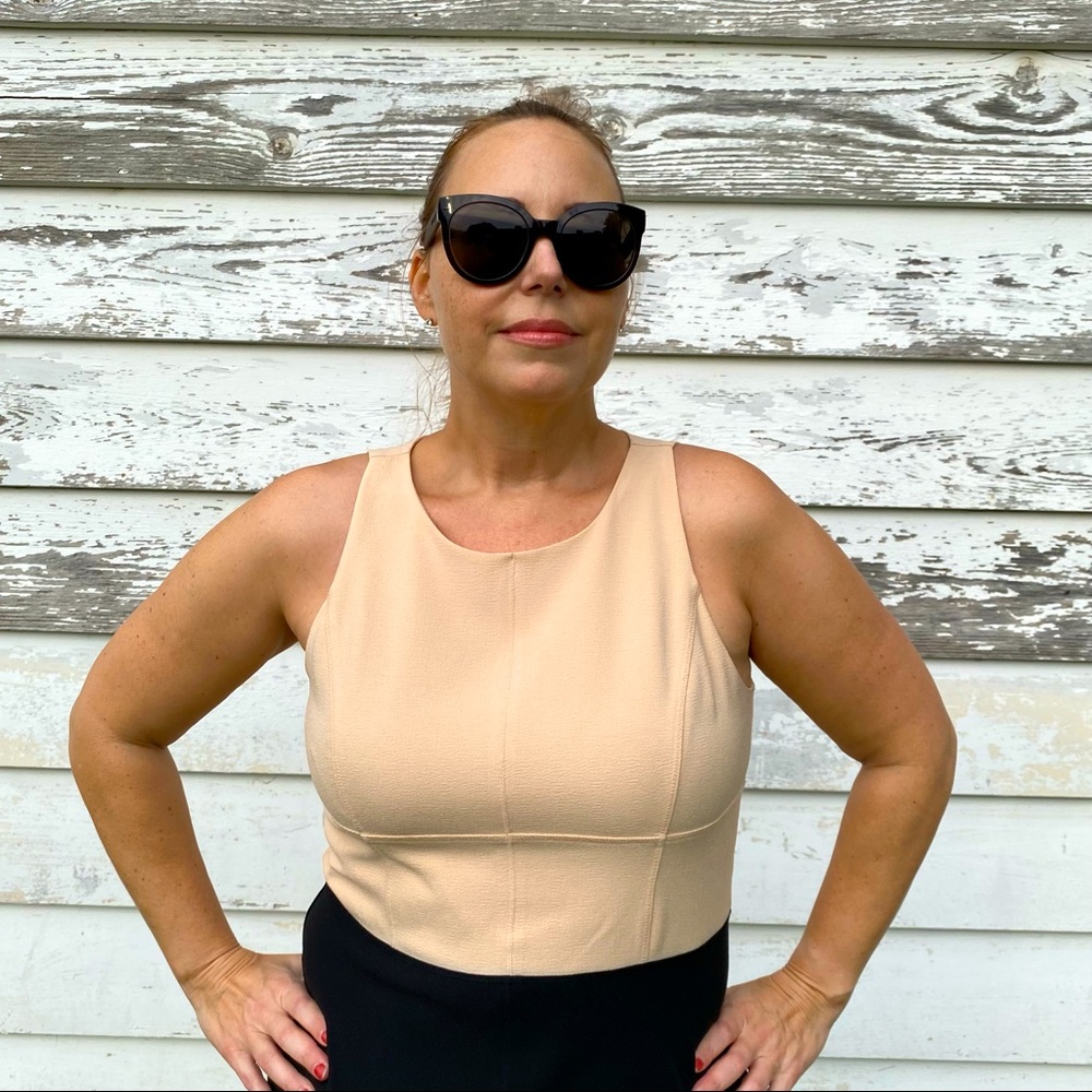 Ann Taylor Fit and Flare Cream and Black Dress sz 12 - Picture 7 of 13